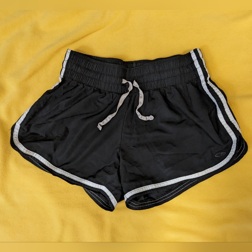 Champion black with white stripe elastic athletic shorts